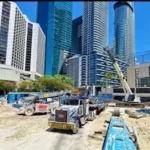 Fleet truck at construction site